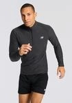 Laufshirt NEW BALANCE "Space Dye 1/4 Zip", Herren, Gr. S, schwarz, Web, Obermaterial: