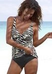 B&uuml;gel-Tankini-Top LASCANA "Debbie", Damen, Gr. 42, Cup B, schwarz-wei&szlig; (creme,