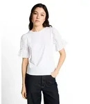 Rundhalsshirt TOM TAILOR DENIM, Damen, Gr. XXL, wei&szlig;, Web, Obermaterial: 100%