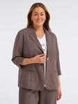 Jackenblazer SHEEGO "Leinen-Blazer", Damen, Gr. 40, braun (dunkeltaupe), 55% Leinen,