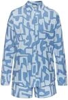 Shorty S.OLIVER, Damen, Gr. 44/46, blau (hellblau, blau gemustert), Single Jersey,