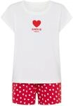Shorty, Damen, Gr. 44/46, ecru, rot, Single Jersey, Obermaterial: 100% Baumwolle,