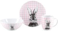 CreaTable Geschirr-Set "Happy Bunny, Set 3-tlg., mit Hasenmotiv, ideal f&uuml;r Ostern"