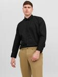 Langarmhemd "JJJOE SHIRT LS PLAIN PLS", Herren, Gr. 5XL, N-Gr, schwarz, Web,