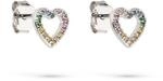 Paar Ohrstecker S.OLIVER "Rainbow Heart, Herz", silberfarben, mehrfarbig, mehrfarbig,