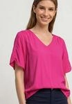 Kurzarmbluse STREET ONE, Damen, Gr. 34, magenta dream, Stoff, 100% Viskose,