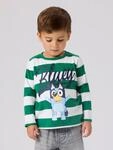 T-Shirt NAME IT "NMMJUSTIN BLUEY LS NREG TOP NOOS SKY", Jungen, Gr. 92, verdant