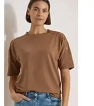 T-Shirt CECIL, Damen, Gr. 3XL, braun (creamy mocha), Web, 48% Baumwolle, 48% Modal,