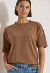 T-Shirt CECIL, Damen, Gr. 3XL, braun (creamy mocha), Web, 48% Baumwolle, 48% Modal,