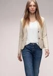 Sweatblazer STREET ONE, Damen, Gr. 40, beige (clay sand), Jersey, 52% Polyester, 33%