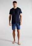 Shorty TOM TAILOR, Herren, Gr. 52, blau, mittel, karo, Single Jersey, Obermaterial: