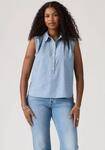 Blusentop LEVI'S, Damen, Gr. S (36), breezy blaus, Web, Obermaterial: 100% Baumwolle,
