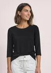 3/4-Arm-Shirt STREET ONE, Damen, Gr. 34, schwarz, Web, 50% Baumwolle, 50% Modal,