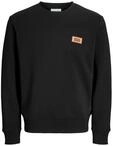 Sweatshirt JACK & JONES "JJRUSH SWEAT CREW NECK", Herren, Gr. L, schwarz, angeraute