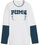 T-Shirt PUMA "MID 90s Relaxed Layered Langarmshirt Jungen", Kinder, Gr. 176, wei&szlig;