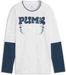 T-Shirt PUMA "MID 90s Relaxed Layered Langarmshirt Jungen", Kinder, Gr. 176, wei&szlig;