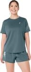 Laufshirt ASICS "ICON SS TOP", Damen, Gr. S, blau (foggy teal), Obermaterial: 100%