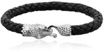 Armband KUZZOI "Herren Echtleder Schlange Geflochten 925 Silber" Gr. 21, silber,