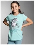 T-Shirt TRIGEMA "TRIGEMA T-Shirt mit Pferd", M&auml;dchen, Gr. 128, blau...