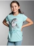 T-Shirt TRIGEMA "TRIGEMA T-Shirt mit Pferd", M&auml;dchen, Gr. 128, blau (gletscher),