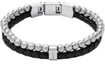 Armband FOSSIL "Schmuck Geschenk Edelstahl Leder Armschmuck JEWELRY", schwarz