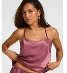 Pyjama HUNKEM&Ouml;LLER "Ayla Satin Cami Top", Damen, Gr. XS, lila, 55% Viskose, 45%