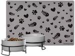 Ritzenhoff & Breker Futternapf "Katzen&auml;pfe mit Unterlage Taro &oslash; 14 cm 2er Set grau"