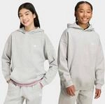 Kapuzensweatshirt ADIDAS ORIGINALS "FLEECE-HOODIE, OVERSIZE", M&auml;dchen, Gr. 152, grau