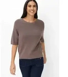 Rundhalspullover BRAX "Style ELISA", Damen, Gr. 38, braun (taupe), Strick, 100%