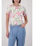 Rundhalsshirt MONARI "Shirt Blumendruck allover", Damen, Gr. 42, bunt...