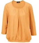 Kurzarmbluse GOLDNER "Chiffon-Shirt mit 3/4-Arm, Rundhals", Damen, Gr. 44, gelb