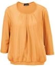 Kurzarmbluse GOLDNER "Chiffon-Shirt mit 3/4-Arm, Rundhals", Damen, Gr. 44, gelb