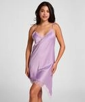 Pyjama HUNKEM&Ouml;LLER "Slipdress Asymmetric", Damen, Gr. XS, lila, 100% Polyester,