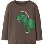 Langarmshirt NAME IT "NMMNEDIN LS NREG TOP BOX PB", Jungen, Gr. 98, braun (shopping