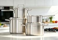 Hanseatic Topf-Set "DAILY" Set, Stielkasserolle 16 cm, Kochtopf 16/20/24 cm, 7...