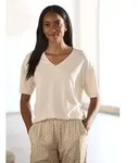 Pyjamaoberteil LASCANA, Damen, Gr. 36/38, beige, Single Jersey, Obermaterial:...