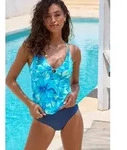 Tankini-Top S.OLIVER "Jayce", Damen, Gr. 38, Cup A/B, blau (t&uuml;rkis bedruckt),