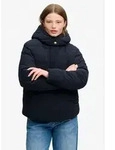 Steppjacke SUPERDRY "PREMIUM HOOD CORD PUFFER JKT", Damen, Gr. XS, blau (eclipse
