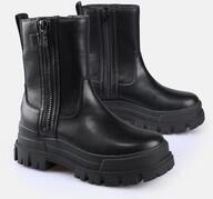 Bikerboots BUFFALO "Aspha Bootie Zip", Damen, Gr. 42, schwarz, Lederimitat, Schuhe