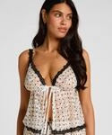 Pyjama HUNKEM&Ouml;LLER "Cami Dolly", Damen, Gr. XS, schwarz-wei&szlig; (wei&szlig;), 73%