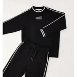 Sportanzug IDO "BOY SET", M&auml;dchen, Gr. 152, schwarz-wei&szlig; (schwarz), 100% Baumwolle,