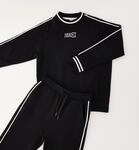 Sportanzug IDO "BOY SET", M&auml;dchen, Gr. 152, schwarz-wei&szlig; (schwarz), 100% Baumwolle,