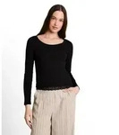 Langarmshirt TOM TAILOR DENIM, Damen, Gr. XXL, schwarz (deep schwarz), Web,