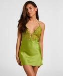 Pyjama HUNKEM&Ouml;LLER "Slipdress Zara", Damen, Gr. XS, gr&uuml;n, 97% Polyester, 3%