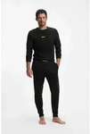 Pyjama BOSS "Xmas Long Set", Herren, Gr. M, schwarz (schwarz 001), Jersey,
