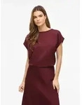 Kurzarmshirt VILA "VIELLETTE S/S SATIN TOP - NOOS", Damen, Gr. 34, rot (port...