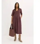 Shirtkleid BONPRIX, Damen, Gr. 52/54 (XXL), N-Gr, Kurzarm, lila (kakaobraun),