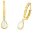 Paar Creolen AMOR "Drop", gold (gelbgoldfarben, wei&szlig;), Ohrringe, Damen, Silber...