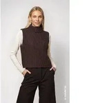Pullunder MONARI "Pullunder Basic Chenille", Damen, Gr. 42, braun (schwarz),...