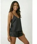 Shorty LASCANA, Damen, Gr. 44, schwarz, Satin, Obermaterial: 96% Polyester, 4%